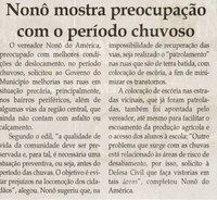 Nonô mostra preocupação com o período chuvoso. Jornal Correio da Cidade, Conselheiro Lafaiete, 16 out. 2010, p.4.