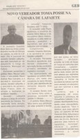 Novo vereador toma posse na Câmara de Lafaiete. Jornal Nova Gazeta, Conselheiro Lafaiete, 13 mai. 2017 a 13 mai. 2017, 912ª ed., Ano XXX, Caderno Gerais,p. 4