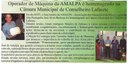Operador de Máquina da AMALPA é homenageado na Câmara Municipal de Conselheiro Lafaiete. Jornal da AMALPA, 01 jun. 2018 a 30 jun. 2018. 10ª ed., p. 3.