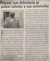 Pessoas com deficiência já podem solicitar a sua carteirinha. Jornal Correio da Cidade, Conselheiro Lafaiete, 05 de mar. de 2022, 1617ª ed., Caderno Política, p. 4.