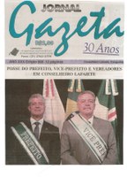 Posse do Prefeito, Vice-Prefeito e Vereadores em Conselheiro Lafaiete. Jornal Nova Gazeta, 07 jan. 2017 a 13 jan. 2017, 900ªed., p. 1ª.