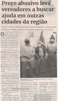 Preço abusivo leva vereadores a buscar ajuda em outras cidades da região. Jornal Correio, Conselheiro Lafaiete, 16 Outubro 2021, 1598ª ed., Caderno Política, p. 04.