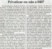 Privatizar ou não a 040. Jornal Correio da Cidade, Conselheiro Lafaiete, 07 dez. 2013, p. 8.