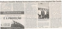 Professor Oswaldo Barbosa busca recursos para o novo Hospital São Camilo. Jornal Correio da Cidade, Conselheiro Lafaiete, 15 a 21 de jun. 2024, 1735ª ed., Política, p. 4.