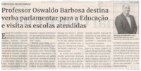 Professor Oswaldo Barbosa destina verba parlamentar para a Educação e visita as escolas atendidas. Jornal Correio da Cidade, Conselheiro Lafaiete, 22 a 28 de jun. 2024, 1736ª ed., Política, p. 2.