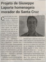 Projeto de Giuseppe Laporte homenageia morador do Santa Cruz. Jornal Correio, Conselheiro Lafaiete, 28 Agosto 2021, 1591ª ed., Caderno política, p. 04.