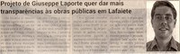 Projeto de Giuseppe Laporte quer dar mais transparência às obras públicas em Lafaiete. Jornal Correio da Cidade, Conselheiro Lafaiete de 08 a 14 de abr. de 2023, 1674ª ed. Caderno Política, p.2.