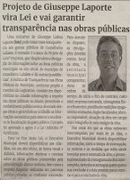 Projeto de Giuseppe Laporte vira Lei e vai garantir transparência nas obras públicas. Jornal Correio da Cidade, Conselheiro Lafaiete, 05 de mar. de 2022, 1617ª ed., Caderno Política, p. 4.