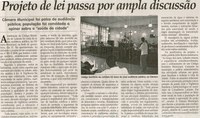 Projeto de lei passa por ampla discussão: Câmara Municipal foi palco de audiência pública; população foi convidada a opinar sobre a "saúde da cidade". Jornal Correio da Cidade, Conselheiro Lafaiete, 14 nov. 2009, p. 04.