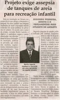 Projeto exige assepsia de tanques de areia para recreação infantil. Jornal Correio da Cidade, Conselheiro Lafaiete, 17 ago. 2013, p. 02.