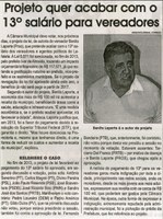 Projeto quer acabar com o 13º salário para vereadores. Jornal Correio da Cidade, Conselheiro Lafaiete, 22 a 28 out. 2016, 1340ª ed., Caderno Política, p. 4.