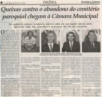 Queixas contra o abandono do cemitério paroquial chegam à Câmara Municipal. Jornal Correio da Cidade, 11 mai. 2019 a 17 mai. 2019. 1473ª ed., Caderno Política, p. 6.