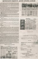 Quem bate esquece, quem apanha jamais.Jornal Gazeta, Conselheiro Lafaiete, 26 set. 2015, 855ª ed, ano XVIII, Gerais, p. A1.