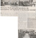 Renato Pelé propõe projeto de incentivo ao esporte e inclusão social. Jornal Correio, Conselheiro Lafaiete, 07 julho. 2021, 1588ª ed., Caderno política, p. 06.