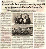 Reunião da Amalpa marca entrega oficial e a reabertura da Fazenda Paraopeba. Jornal Correio da Cidade, Conselheiro Lafaiete, 05 ago. 2017 a 11 ago. 2017, 1381ª ed., Caderno Política, p.4.