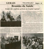 Reunião da Saúde: Estado não confirma gerência do hospital regional. Jornal Nova Gazeta, Conselheiro Lafaiete, 30 jun. 2012, p. 02.
