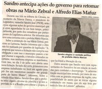 Sandro antecipa ações do governo para retomar obras na Mário Zebral e Alfredo Elias Mafuz. Jornal Correio da Cidade, Conselheiro Lafaiete, 24 jun. 2017 a 30 jun. 2017, 1375ª ed., Caderno Política,p.6 