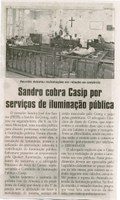 Sandro cobra CASIP por serviços de iluminação pública. Jornal Correio da Cidade, Conselheiro Lafaiete, 1291ª, 14 a 20 nov. 2015, Caderno Política, p. 6.