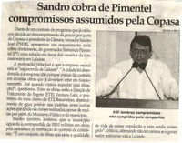 Sandro cobra de Pimentel compromissos assumidos pela Copasa. Jornal Correio da Cidade, Conselheiro Lafaiete, 02 dez. 2017 a 08 dez. 2017, 1398ª ed., Caderno Política, p 04.