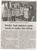 Sandro José destaca ação social no bairro São Dimas. Jornal Correio da Cidade, Conselheiro lafaiete, 05 a 11 mar. 2016, 1307ª ed., Caderno Política, p. 6.