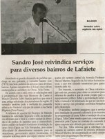 Sandro José reivindica serviços para diversos bairros de Lafaiete. Jornal Correio da Cidade, Conselheiro Lafaiete,19 set. 2015., 1283ª ed., p. 6.