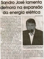Sandro lamenta demora na expansão da energia elétrica. Jornal Correio da Cidade, Conselheiro Lafaiete, 12 a 18 nov. 2016, 1343ª ed., Caderno P,olítica, p. 6.