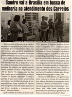 Sandro vai a Brasília em busca de melhoria no atendimento dos Correios. Jornal Correio da Cidade, Conselheiro Lafaiete, 27 mai. 2017 a 02 jun. 2017, 1371ª ed., Caderno Política,p. 4.