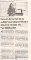 Simone do Carmo lança cadastro para requerimento de pavimentação em vias prioritárias. Jornal Correio da Cidade, Conselheiro Lafaiete, 14 a 20 jun. 2025, 1784ª ed., Política, p. 2.