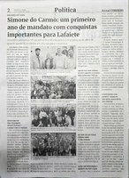 Simone do Carmo: um primeiro ano de mandato com conquistas importantes para Lafaiete. Jornal Correio da Cidade, Conselheiro Lafaiete, 17 a 23 jan. 2026, 1811ª ed., Política, p. 2.