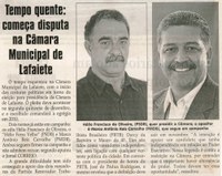 Tempo quente começa disputa na Câmara Municipal de Lafaiete. Jornal Correio da Cidade, Conselheiro Lafaiete, 31 out. 2009, p. 02.