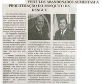 Veículos abandonados aumentam a proliferação do mosquito da dengue. Jornal Nova gazeta, Conselheiro  Lafaite, 27 fev. 2016, 870ª ed. Caderno Gerais, p. 02.