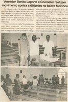 Vereador Benito Laporte e Coomefer realizam movimento contra a diabetes no Bairro Moinhos. Jornal O Dossiê,  Conselheiro Lafaiete, 24 mar. 2006, ed. 112, p. 6