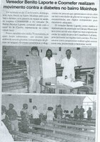 Vereador Benito Laporte e o Coomefer realizam movimento contra a diabetes no bairro Moinhos. Jornal O Dossiê, Conselheiro Lafaiete, 4 mar 2006. 112ª ed., p. 8.