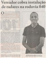 VEREADOR cobra instalação de radares na rodovia 040. Jornal Correio da Cidade, Conselheiro Lafaiete, 20 a 26 fev. de 2021, 1564ª ed., Caderno Política 2021, p. 4.