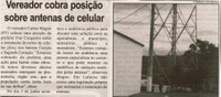 Vereador cobra posição sobre antenas de celular. Jornal de Minas, Conselheiro Lafaiete, 18 mai. 2013, p. 03.