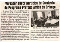 Vereador Darcy participa de Comissão do Programa Prefeito Amigo da Criança. Jornal Correio da Cidade, Conselheiro Lafaiete, 23 set. 2017 a 29 set. 2017, 1388ª ed., Caderno Política, p 6.