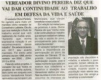 Vereador Divino Pereira diz que vai dar continuidade ao trabalho em defesa da vida e da saúde. Jornal Nova Gazeta, Conselheiro Lafaiete, 19 a 25 nov. 20, 896ª ed. , ano XXX, Caderno Gerais, p. 8.