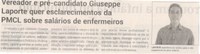 Vereador e pré-candidato Giuseppe Laporte quer esclarecimentos da PMCL sobre salários de enfermeiros. Jornal Correio da Cidade, Conselheiro Lafaiete, 01 a 07 de jun. 2024, 1733ª ed., Política, p. 2.