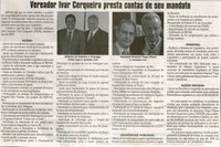 Vereador Ivar Cerqueira presta contas de seu mandato. Jornal Correio da Cidade, Conselheiro Lafaiete, 30 jan. 2010, p. B7.
