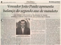 Vereador João Paulo apresenta balanço do segundo ano de mandato. Jornal Correio da Cidade, Conselheiro Lafaiete, 15 dez. 2018 a 21 dez. 2018, 1452ª ed., Caderno Política, p. 4.