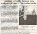 Vereador Oswaldo Barbosa pede mais atenção com o Distrito Industrial. Jornal Correio da Cidade, 16 fev. 2019 a 22 fev. 2019. 1461ª ed., Caderno Política, p. 4.