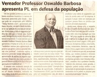 Vereador Professor Oswaldo Barbosa apresenta PL em defesa da população. Jornal Correio da Cidade, Conselheiro Lafaiete de 06 a 12 de mai. de 2023, 1678ª ed. Caderno Política, p. 2.