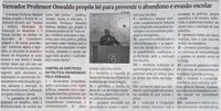 Vereador Professor Oswaldo propõe lei para prevenir o abandono e evasão escolar. Jornal Correio da Cidade, Conselheiro Lafaiete, 02 de abr. de 2022, 1621ª ed., Caderno Política, p. 6.