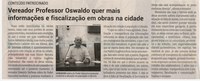 Vereador Professor Oswaldo quer mais informações e fiscalização em obras na cidade. Jornal Correio da Cidade, Conselheiro Lafaiete de 23 a 29 de mar. de 2024, 1723ª ed., Política, p. 04.