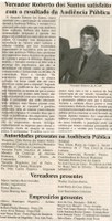 Vereador Roberto dos Santos satisfeito com o resultado da Audiência Pública. Jornal O Dossiê, Conselheiro Lafaiete, 28 abr. a 07 mai., 40ª ed., p. 03.