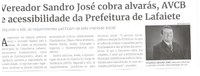 Vereador Sandro José cobra alvarás, AVCB e acessibilidade da Prefeitura de Lafaiete. Jornal Correio da Cidade, Conselheiro Lafaiete, 15 a 21 de jun. 2024, 1735ª ed., Política, p. 2.