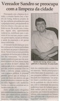 Vereador Sandro se preocupa com a limpeza da cidade. Jornal Correio da Cidade, Conselheiro Lafaiete, 21 mar. 2014, p. 4.