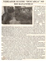 Vereador sugere "descarga" no rio Bananeiras. Jornal Nova Gazeta, Conselheiro Lafaiete, 23 set. 2017 a 29 set. 2017, 927ª ed., Ano XXXI, Caderno Gerais, p 3.