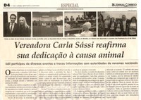 Vereadora Carla Sássi reafirma sua dedicação à causa animal. Jornal Correio da Cidade, Conselheiro Lafaiete, 08 jul. 2017 a 14 jul. 2017, 1377ª ed., Caderno Especial,p. I4