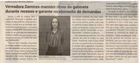 Vereadora Damires mantém ritmo do gabinete durante recesso e garante recebimento de demandas. Jornal Correio da Cidade, Conselheiro Lafaiete de 27 a 02 de fev. de 2024, 1715ª ed., Política, p. 04.